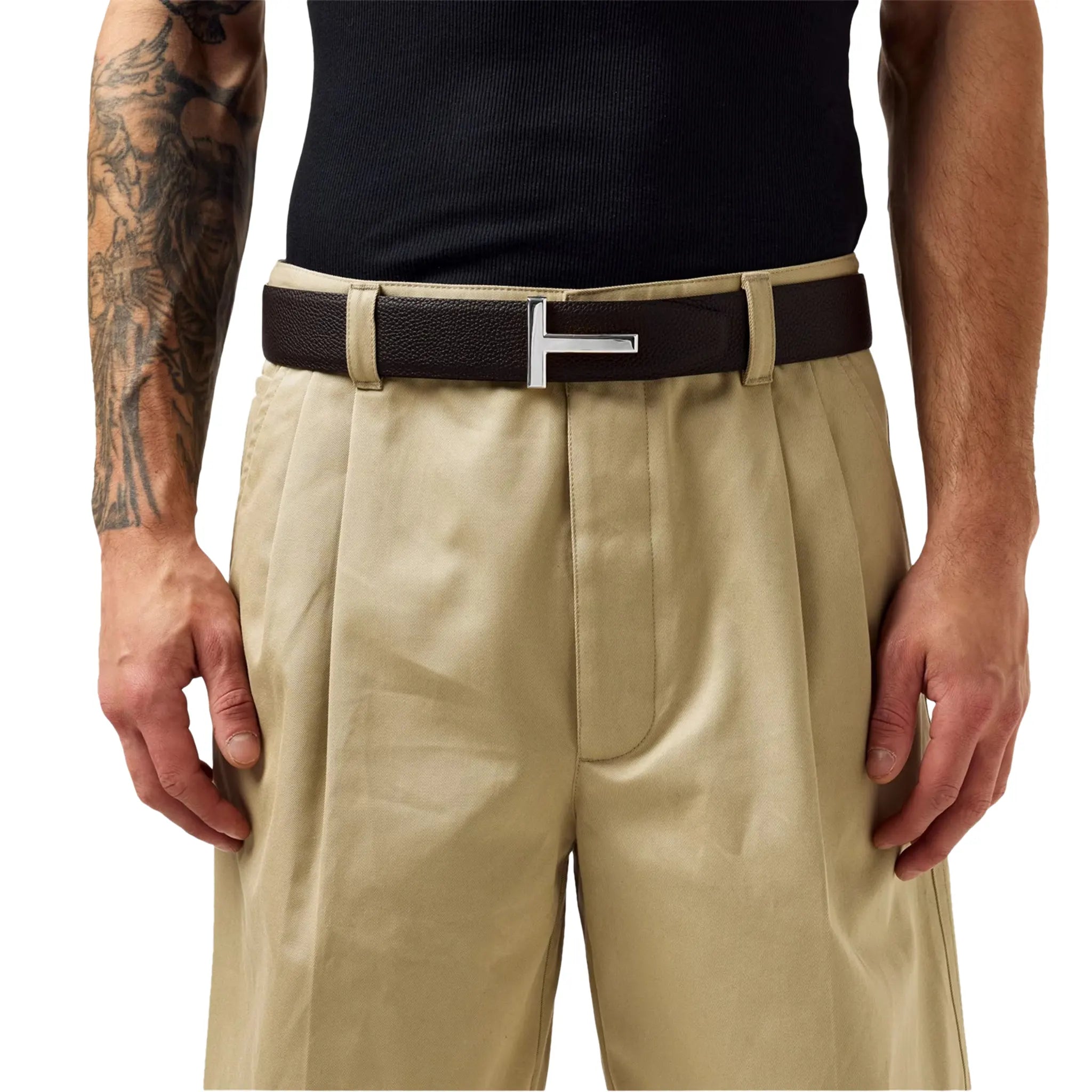 Model view of Tom Ford Reversible T Logo Belt